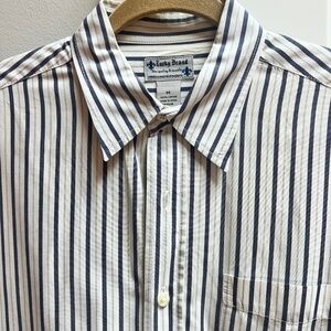 Lucky Brand M  White, Navy and Gray stripe shirt